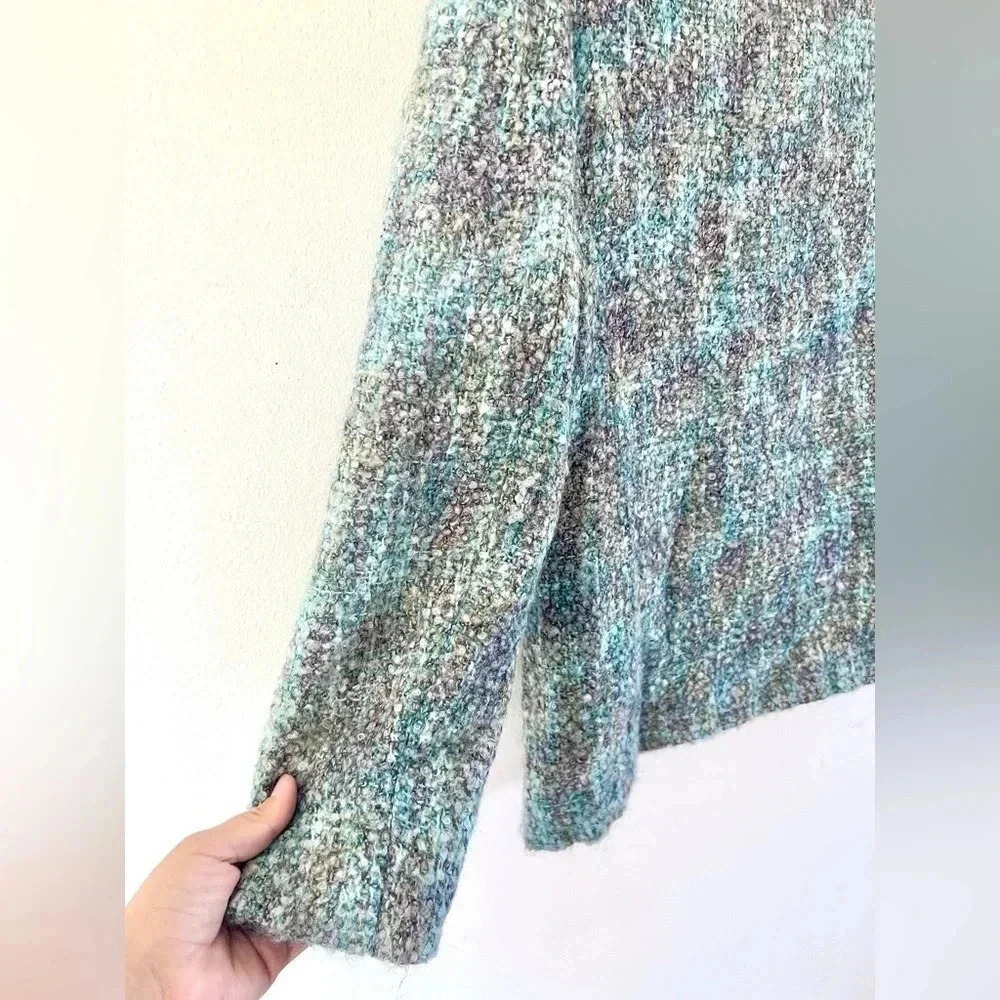 Donegal Design Irish Mohair‎ & Wool Blue Multicolor Button Front Jacket Sz Small - Picture 11 of 14